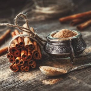 Ground Cinnamon on wood