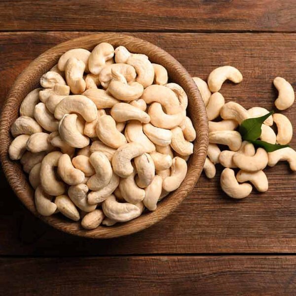 Cashew nuts in a wooden bowl