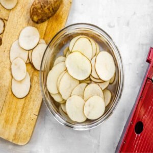 Homemade potato chips raw