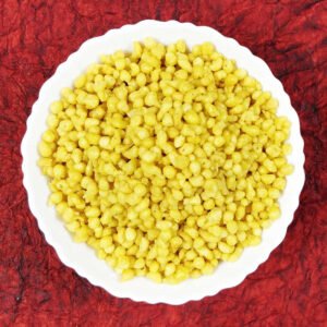Fiki boondi white bowl red background