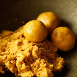 Besan dry fruits ladoo preparation